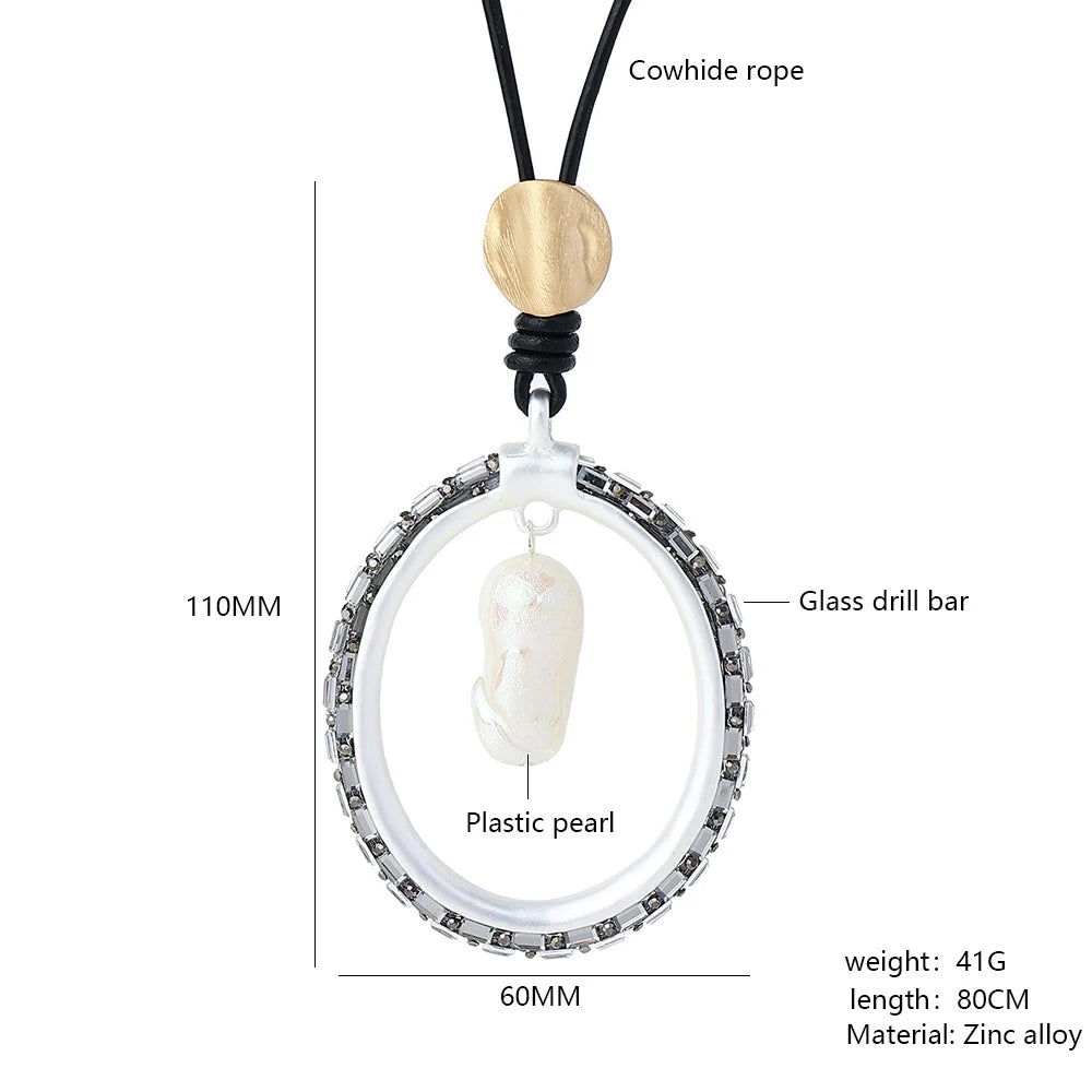 Mother of Pearl Leather Necklace