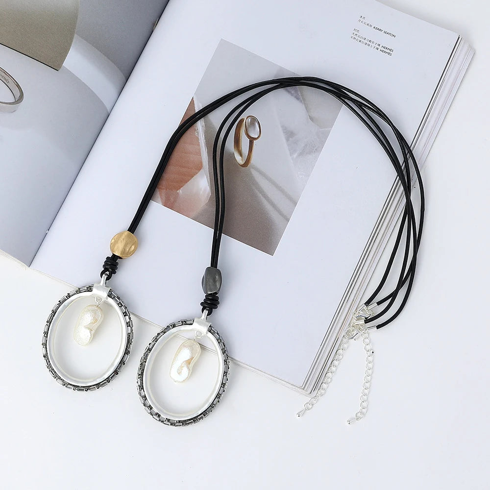 Mother of Pearl Leather Necklace