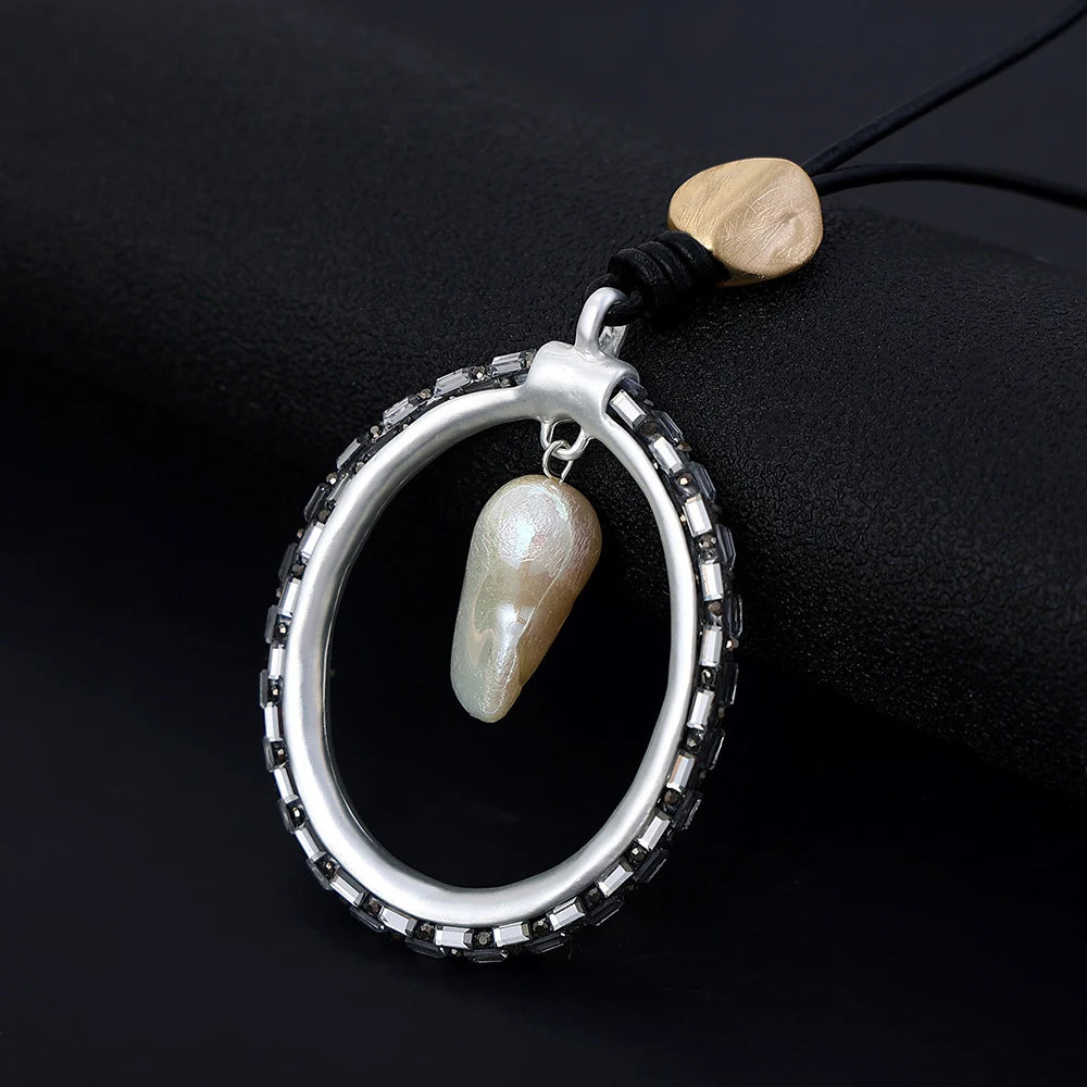 Mother of Pearl Leather Necklace