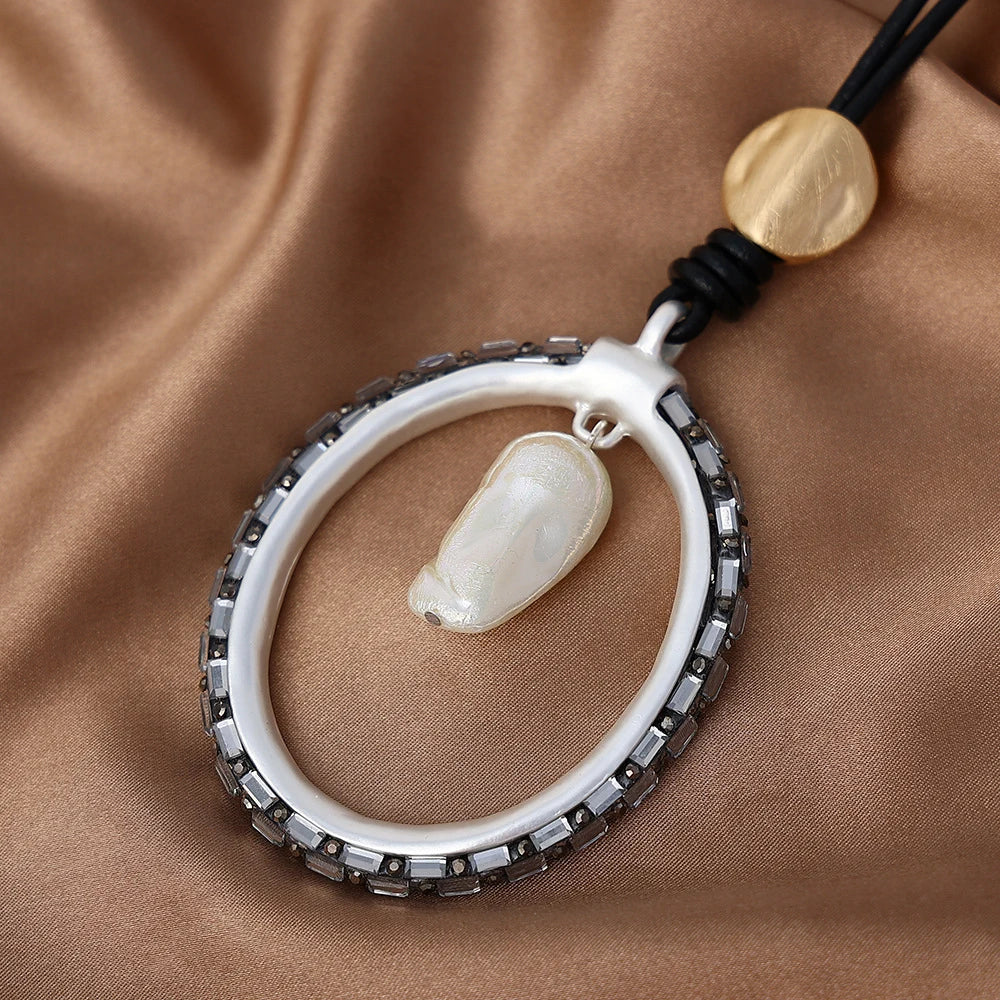 Mother of Pearl Leather Necklace