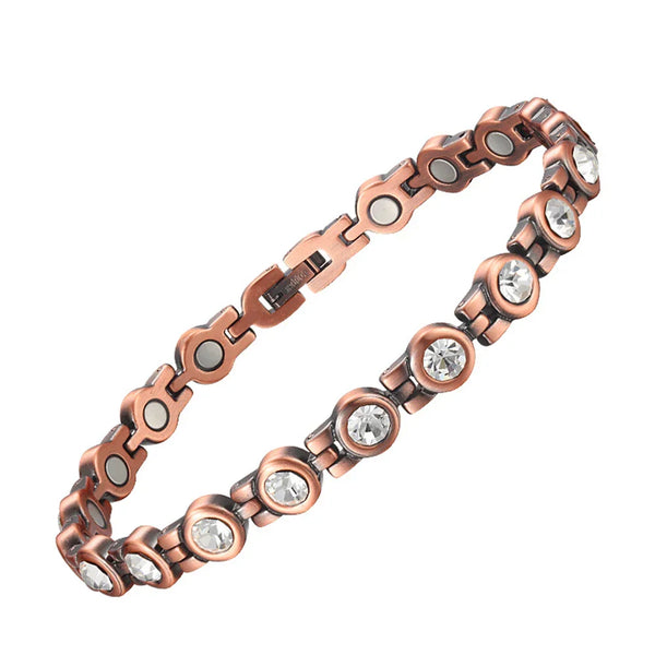 Zircon Sparkly Pure Copper Magnetic Bracelet 3000 Gauss For Mother