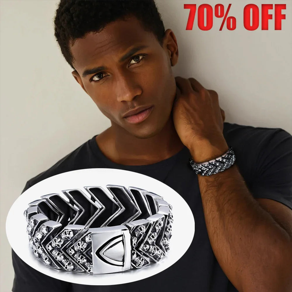 Heavy Study Steel Large Link Motorcycle Bike Bracelet, crafted for durability and style under $30