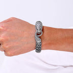 rattlesnake stainless steel heavy bracelet for men biker style bracelet - CIVIBUY