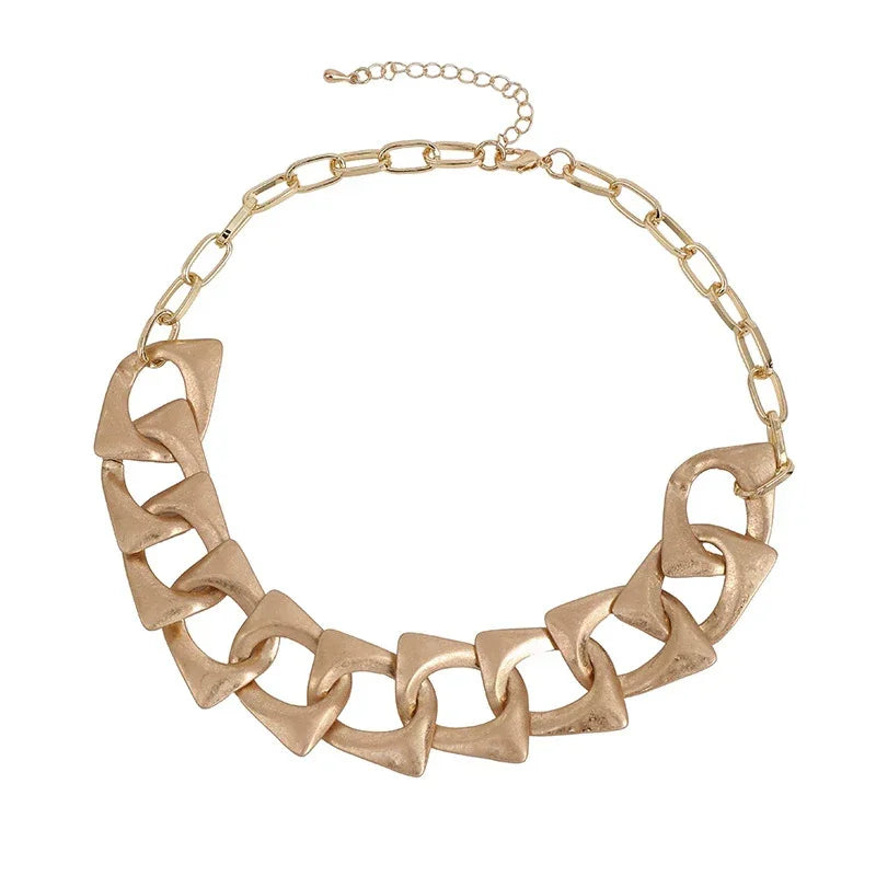 Chunky gold chain necklace with geometric links – statement choker jewelry wholesale near Clearwater FL