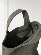 Black Woven Leather Mini Tote Bag Minimalist Handle Purse