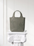 Woven Leather Mini Tote Bag Minimalist Handle Purse