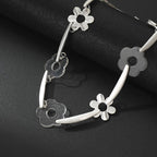Elegant Silver Floral Necklace | Transparent Acrylic Accents | Modern Jewelry Design