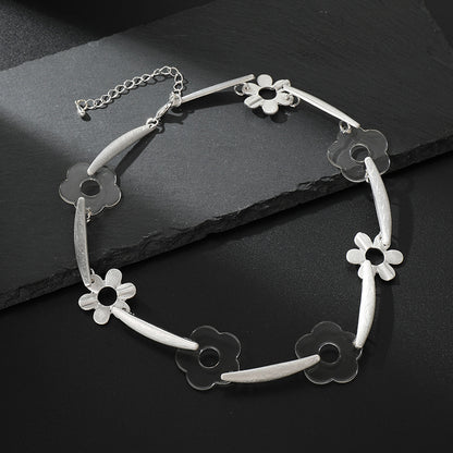 Elegant Silver Floral Necklace | Transparent Acrylic Accents | Modern Jewelry Design