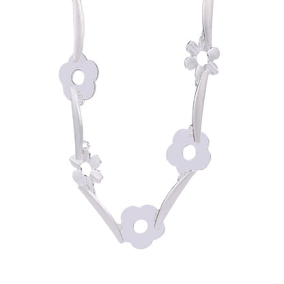 Elegant Silver Floral Necklace | Transparent Acrylic Accents | Modern Jewelry Design