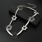 Elegant Silver Floral Necklace | Transparent Acrylic Accents | Modern Jewelry Design