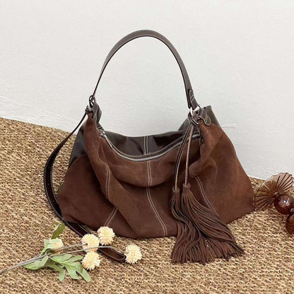 Lana Suede Slouchy Shoulder Bag - Chic Slouchy Design with Wide Shoulder Strap