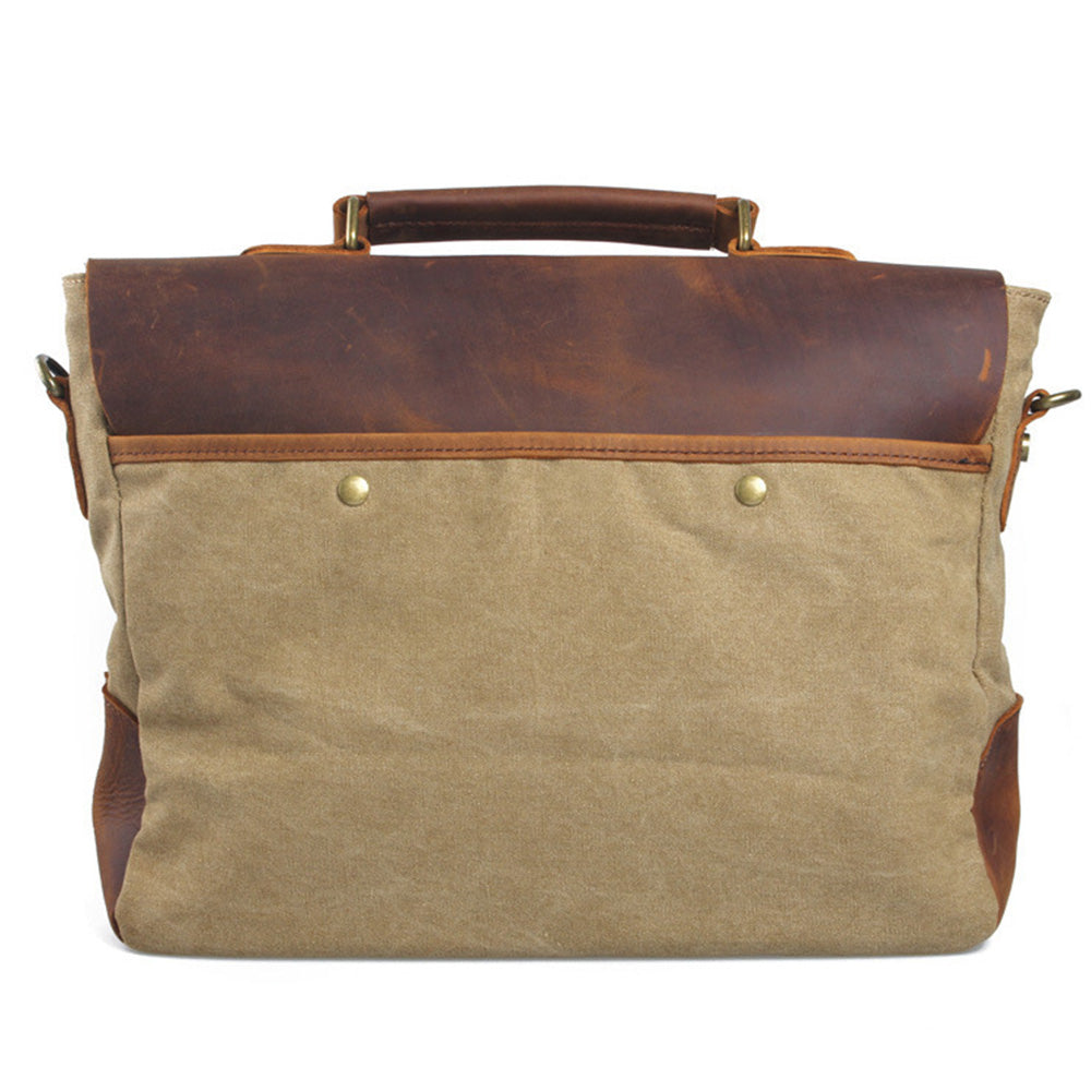 Wax Canvas Laptop Bag - Unisex Canvas Messenger & Office Bag for Men and Women