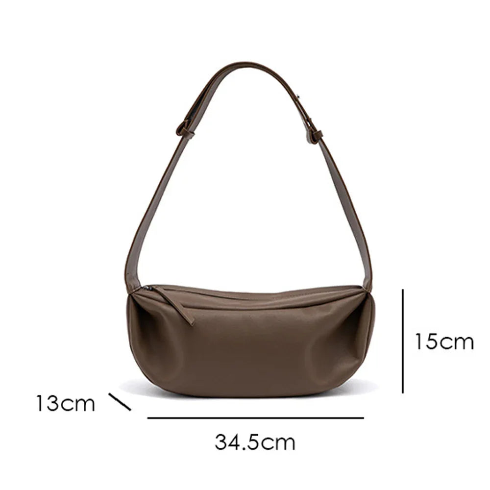 ysl Minimalist Cloud Crescent Shoulder Bag – Soft Calfskin, Wide Strap, Casual & Chic