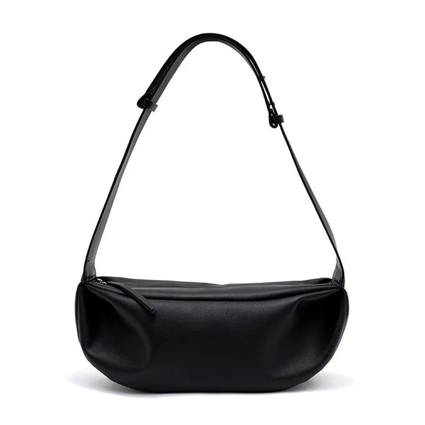 Minimalist Cloud Crescent Shoulder Bag – Soft Calfskin, Wide Strap, Casual & Chic