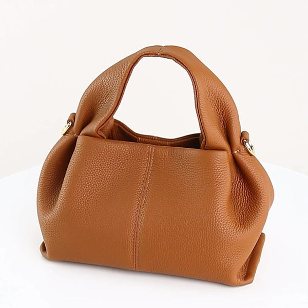Women’s Brown Pebbled cowhide Tote Bag Soft Slouchy Top Handle Handbag for Daily