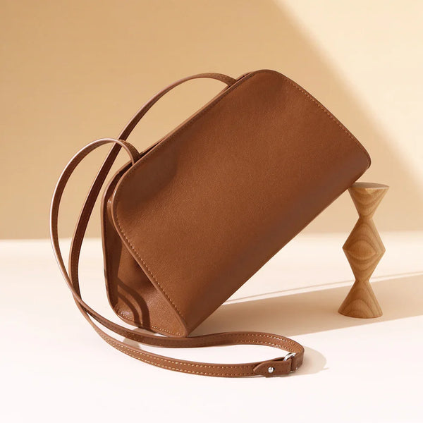 Glossy Vintage Shoulder Bag Retro Boxy Shape with Slim Strap