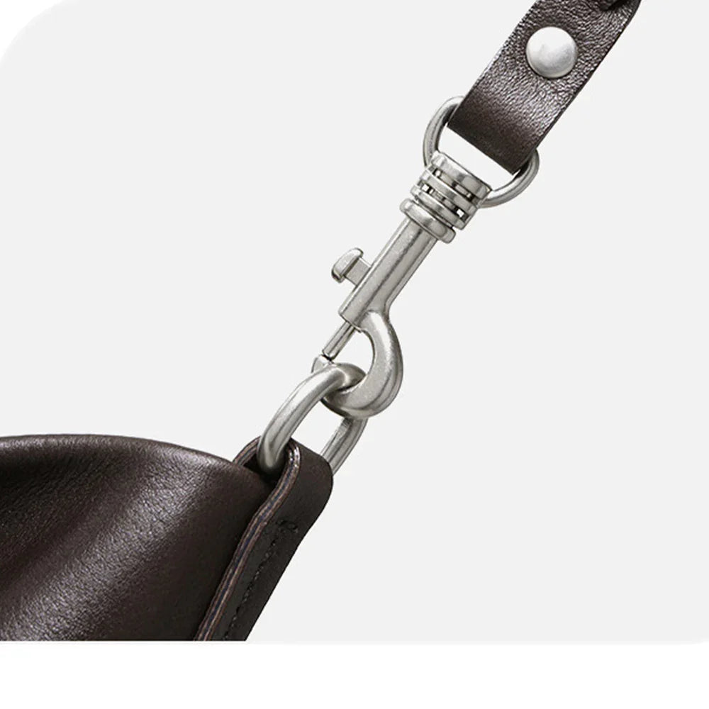 Women's Brown Leather Shoulder Bag Minimalist Tote Handbag for Daily Use