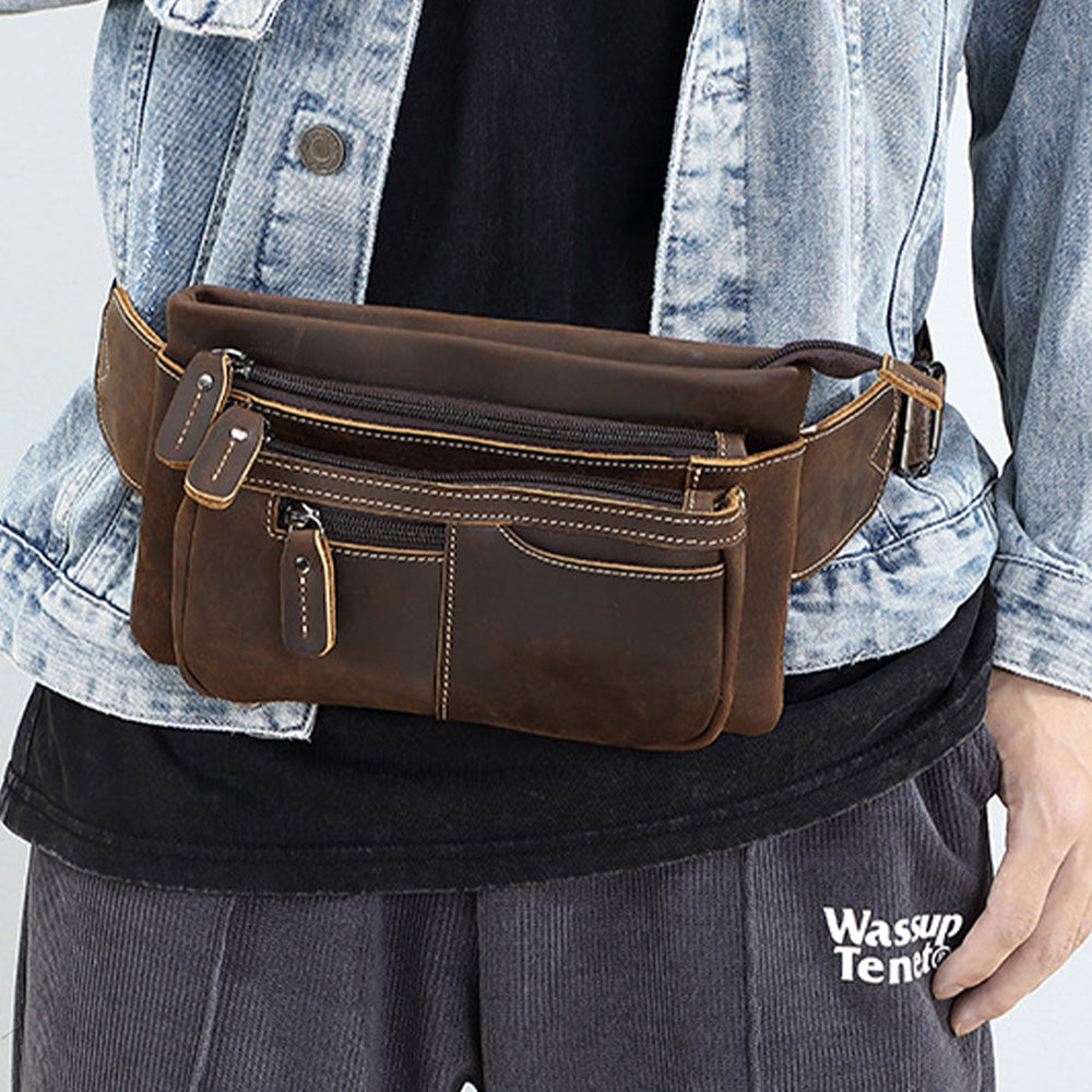 Leather Crossbody Fanny Pack for Men - Travel & Daily Use | Stylish Design