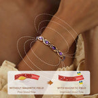 Magnetic Bracelet for Women Rose Gold Therapy Bracelet with Purple Crystals – Elegant Weight Loss Jewelry
