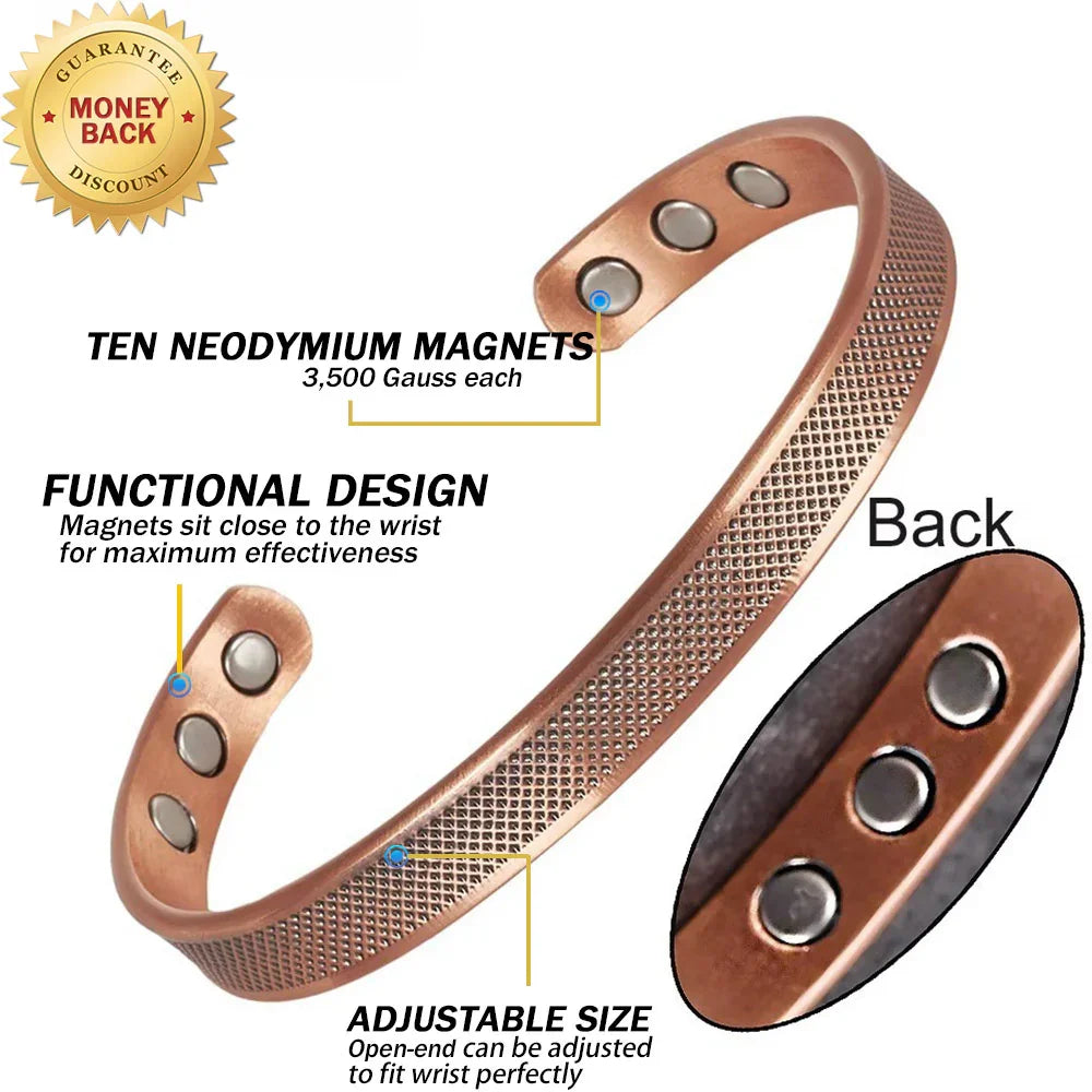 Curb Chain Copper Cuff: Magnetic Therapy - Unisex Design
