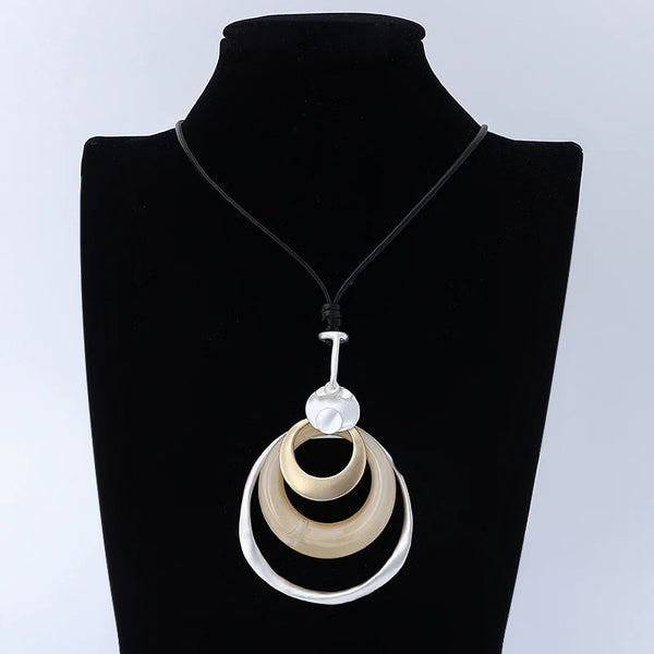 Long Sweater Necklace for Women Pendant Necklace Abstract Loops