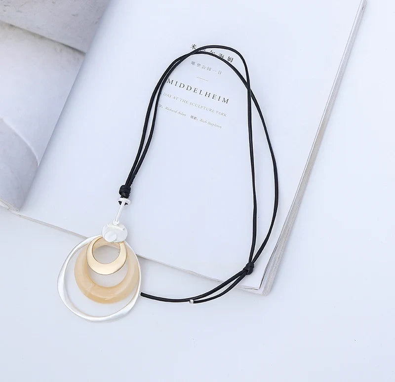Long Sweater Necklace for Women Pendant Necklace Abstract Loops