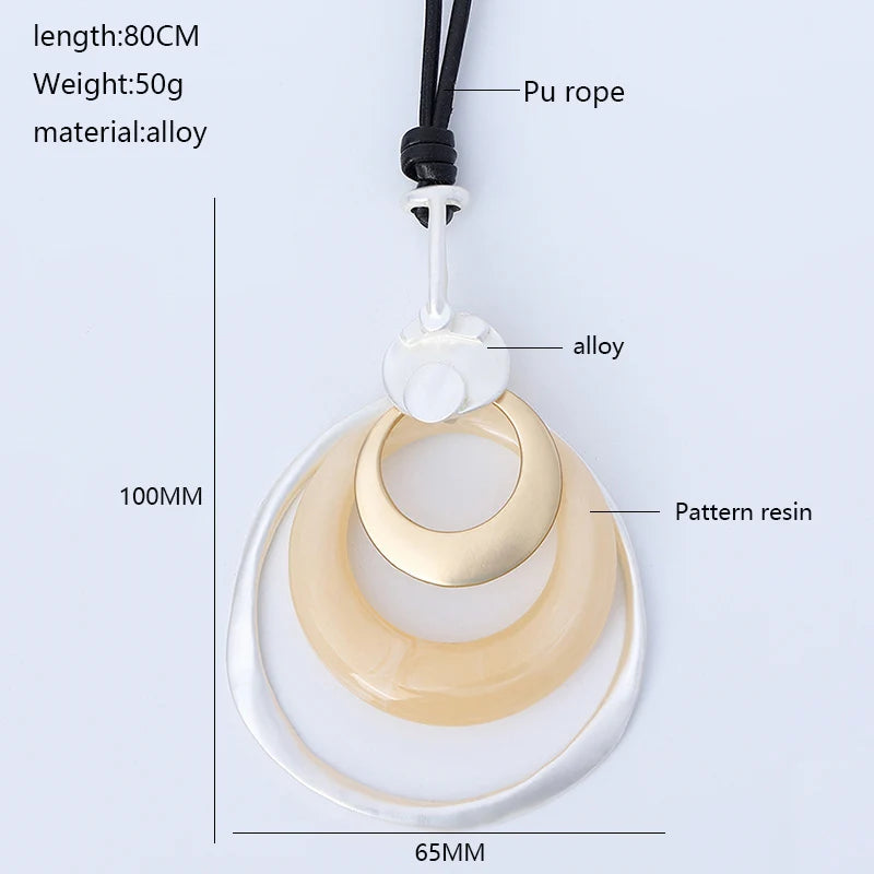 Long Sweater Necklace for Women Pendant Necklace Abstract Loops