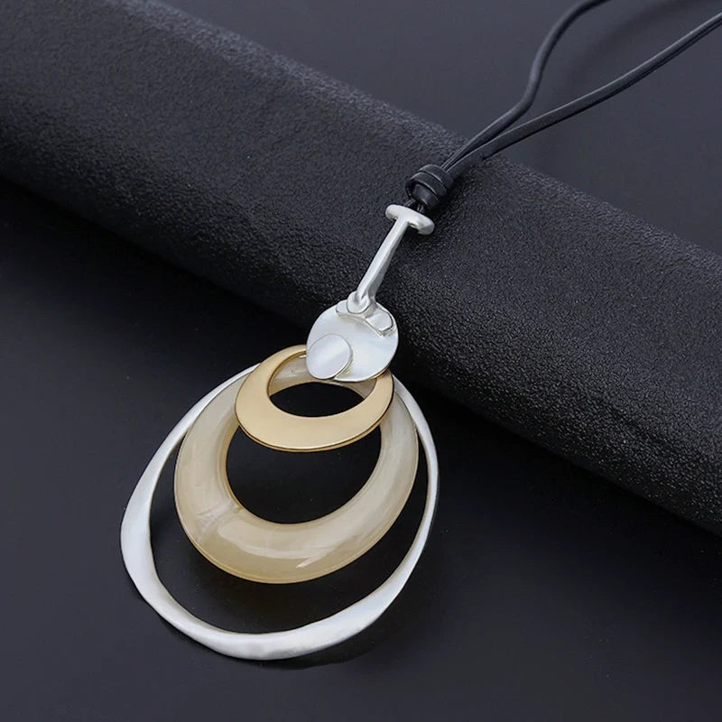 Long Sweater Necklace for Women Pendant Necklace Abstract Loops