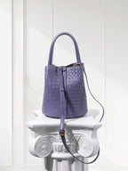Lambskin Drawstring Shoulder Bag Luxury Tote Purse, purple