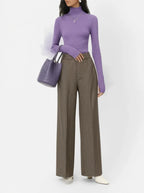 Lambskin Drawstring Shoulder Bag Luxury Tote Purse, purple