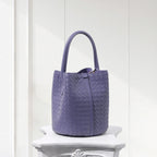 Lambskin Drawstring Shoulder Bag Luxury Tote Purse, purple