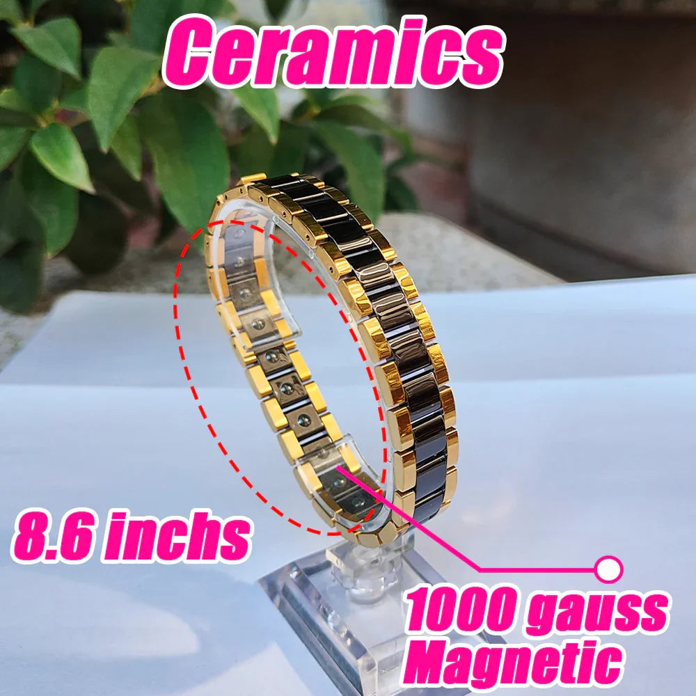 Magnetic bracelets for Pain Relief Men ceramics Black bracelet - CIVIBUY