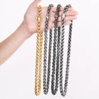 Halloween Skull Link Necklace In Metal Solid 316L Marine Grade Stainless Steel 26" for Men and Women - CIVIBUY