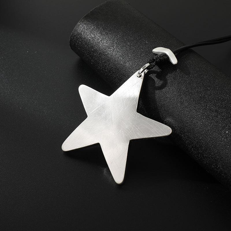 Sterling Silver Star Pendant Necklace Minimalist Black Cord Statement Jewelry,Wholesale