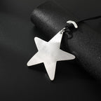 Sterling Silver Star Pendant Necklace Minimalist Black Cord Statement Jewelry,Wholesale