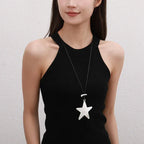Sterling Silver Star Pendant Necklace Minimalist Black Cord Statement Jewelry,Wholesale