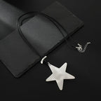 Sterling Silver Star Pendant Necklace Minimalist Black Cord Statement Jewelry,Wholesale