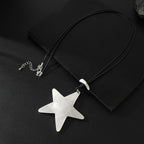 Sterling Silver Star Pendant Necklace Minimalist Black Cord Statement Jewelry,Wholesale