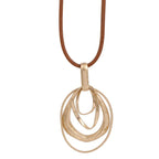 Elegant Gold Swirl Pendant on Leather Cord Necklace