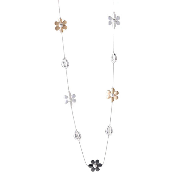 Boho Shell & Flower Necklace – Summer Beach Style Jewelry for Women
