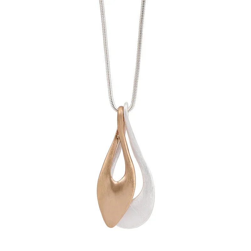 Silver Triangle Necklace with Gold – Minimalist Jewelry