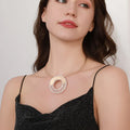 Modern Geometric Hollow Circle Pendant Necklace – Silver Choker Design