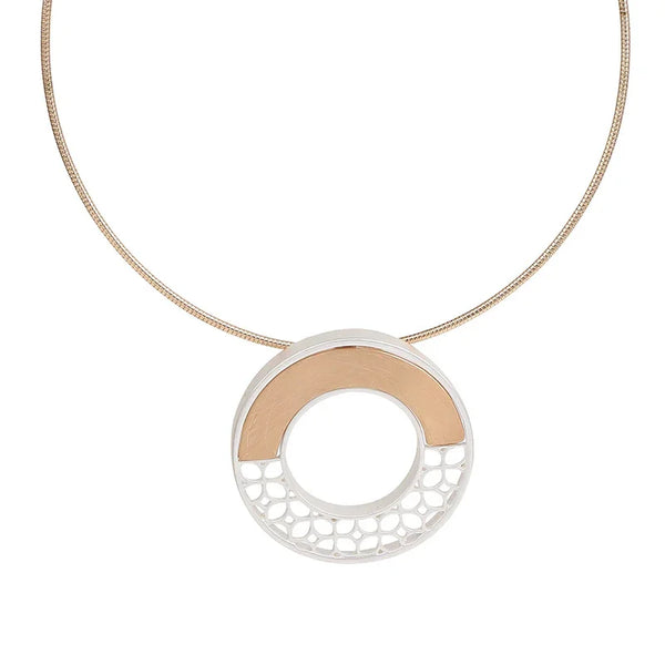 Modern Geometric Hollow Circle Pendant Necklace – Silver Choker Design