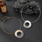 Modern Geometric Hollow Circle Pendant Necklace – Silver Choker Design