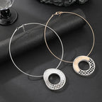 Modern Geometric Hollow Circle Pendant Necklace – Silver Choker Design