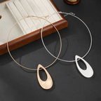 Minimalist Teardrop Pendant Necklace – Matte Gold Modern Choker