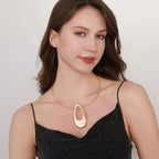 Minimalist Teardrop Pendant Necklace – Matte Gold Modern Choker