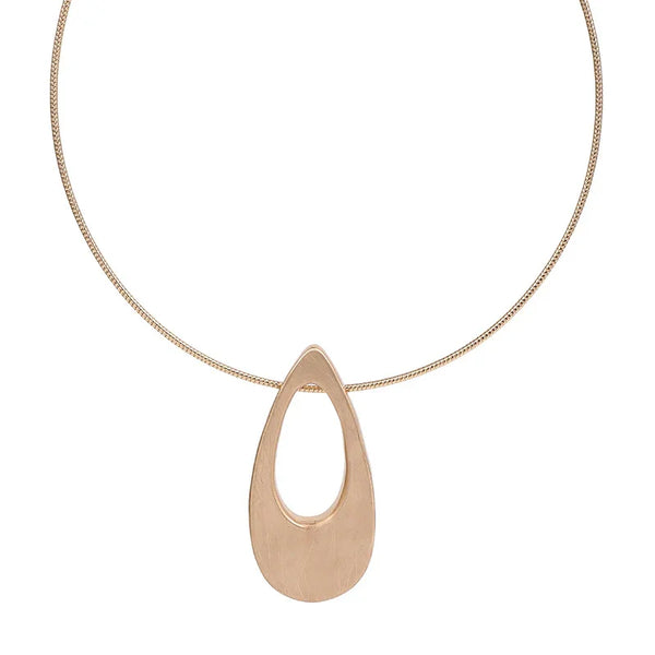 Minimalist Teardrop Pendant Necklace – Matte Gold Modern Choker