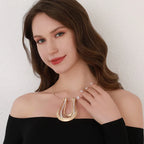 Triple Oval Hoop Choker – Satin Finish Statement Necklace with Diamond Shine