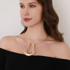 Triple Oval Hoop Choker – Satin Finish Statement Necklace with Diamond Shine